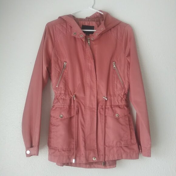 Black Label Collection by Miss London women's size L pink hooded jacket - Picture 1 of 16